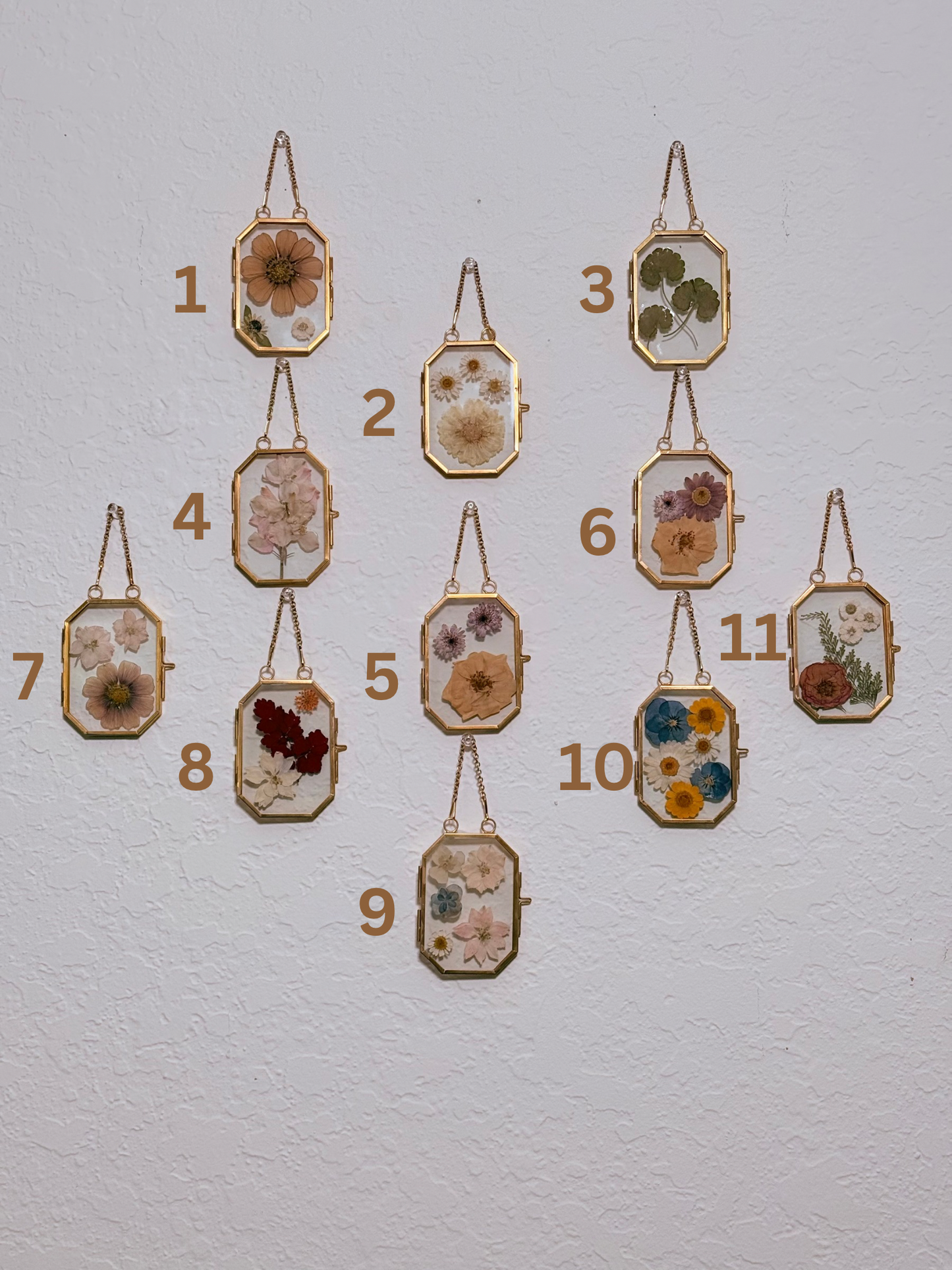 mini gold pressed flower frames