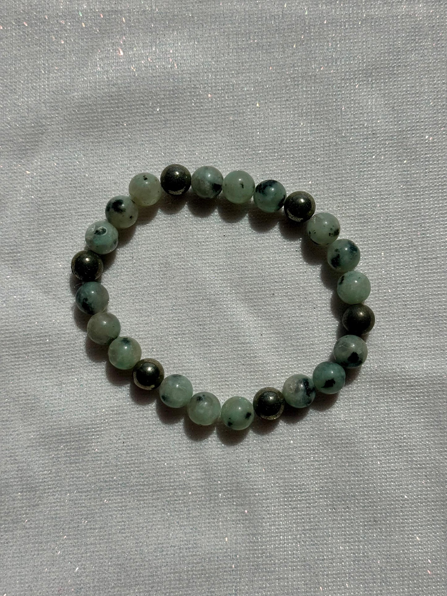 kiwi stone and pyrite bracelet