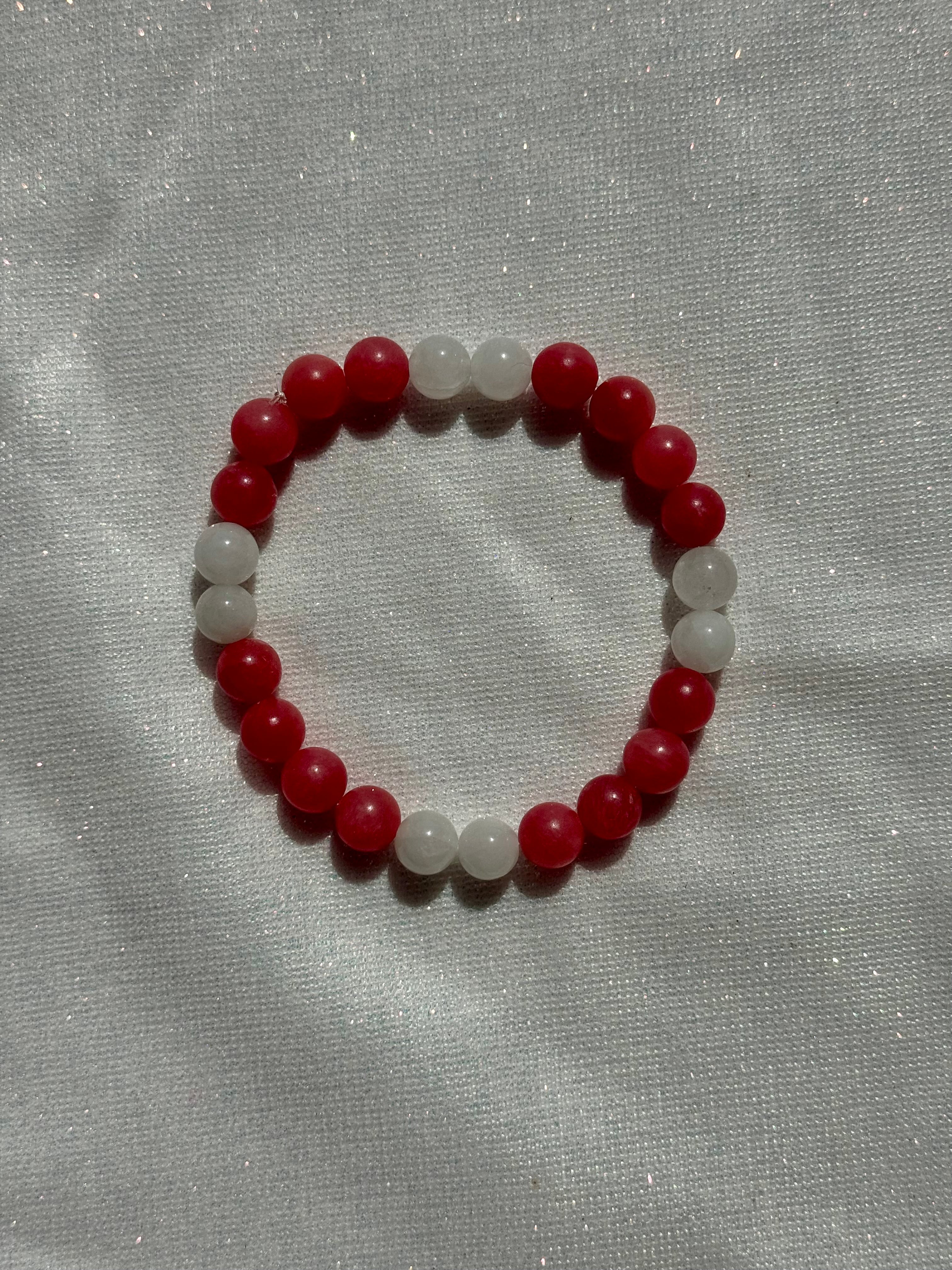 rhodochrosite and clear quartz bracelet