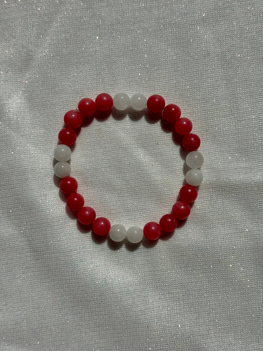 rhodochrosite and clear quartz bracelet