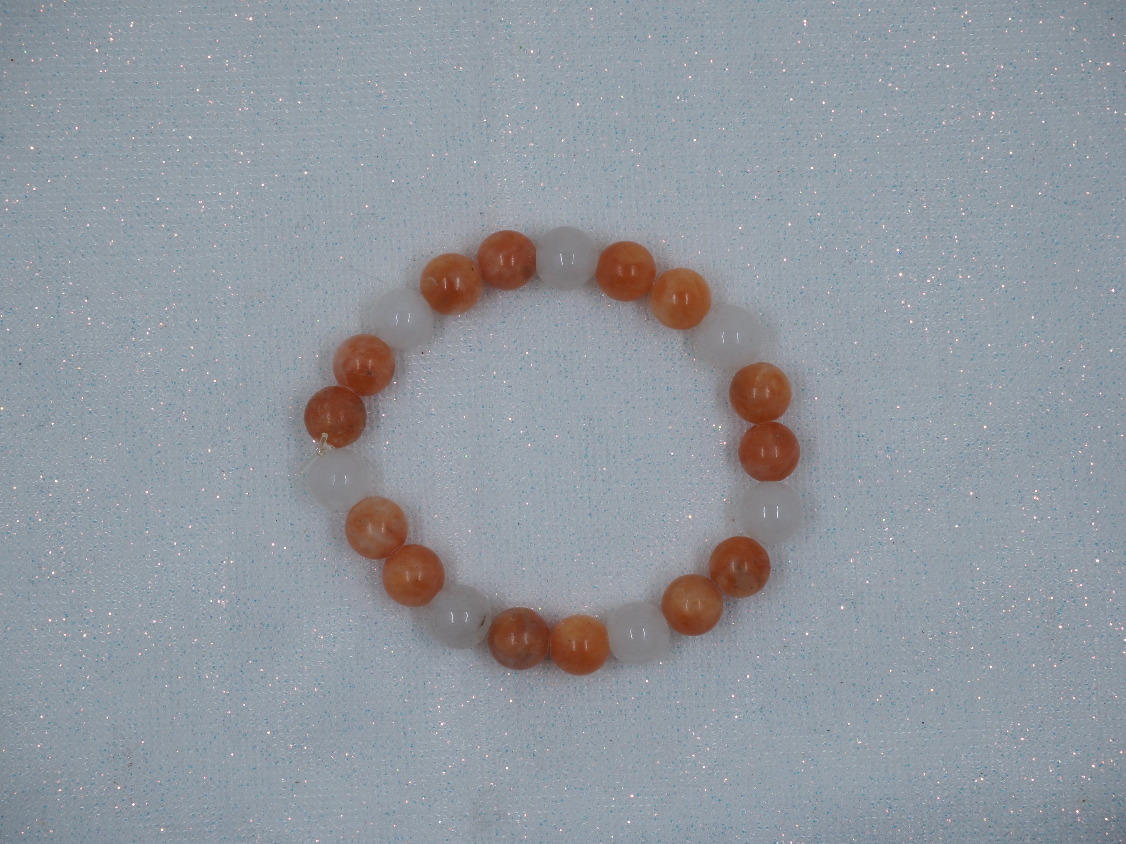 orange calcite & clear quartz bracelet