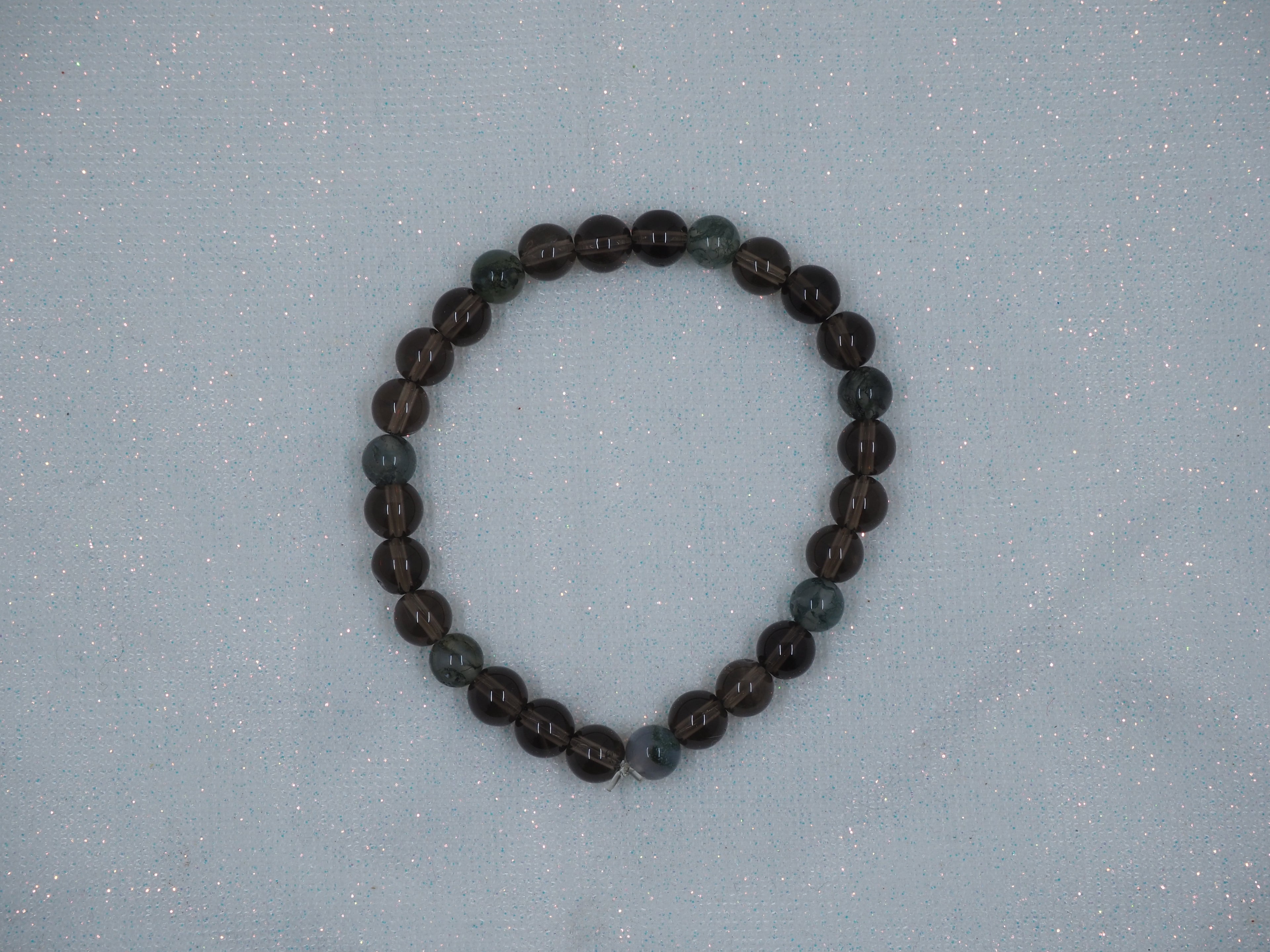 smoky quartz & moss agate bracelet