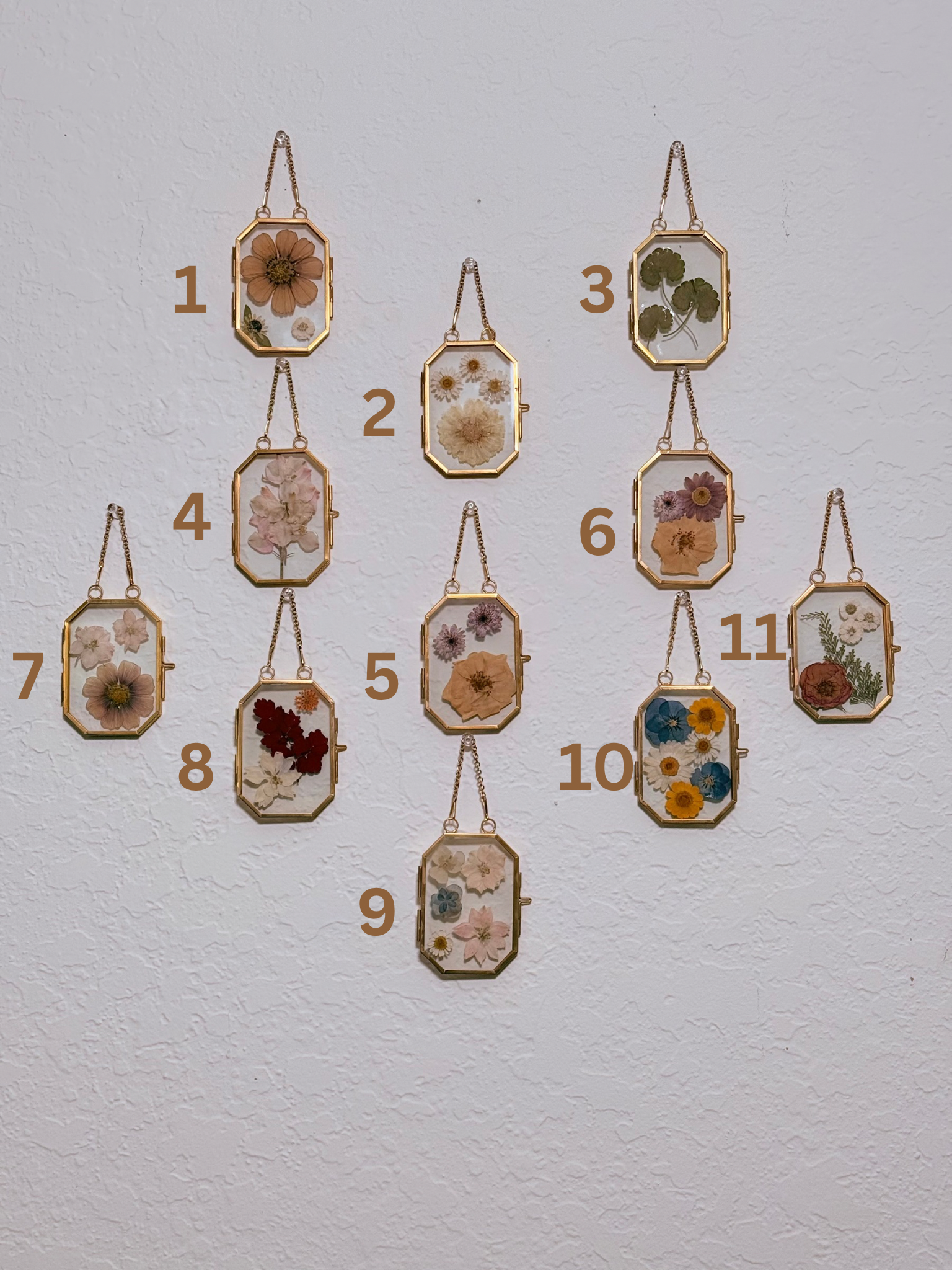 mini gold pressed flower frames